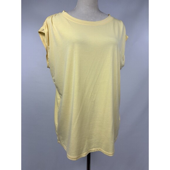 Athleta Getaway Tee Pale Lunaria Butter Yellow Medium Short Sleeve Relaxed - Picture 13 of 13